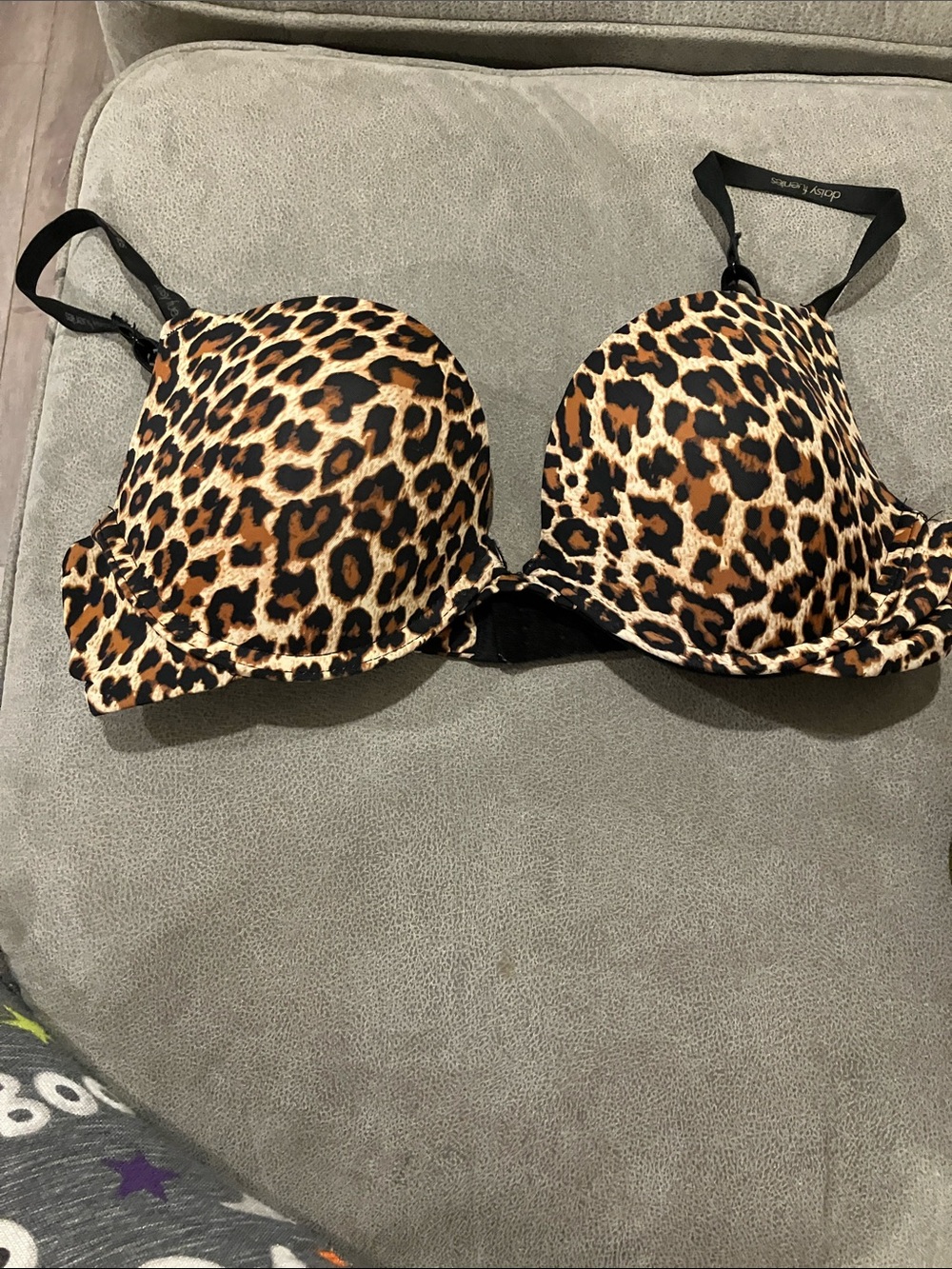 Daisy Fuentes Leopard Print Push-Up Bra in Tan and Black